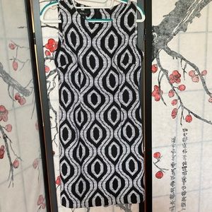 Monogram black n white dress with zipper in the back